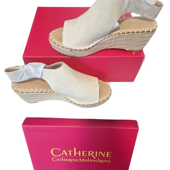 Catherine Malandrino Womens Cirkly Espadrille Wedge Cream Sandal. NWOT - Picture 2 of 5